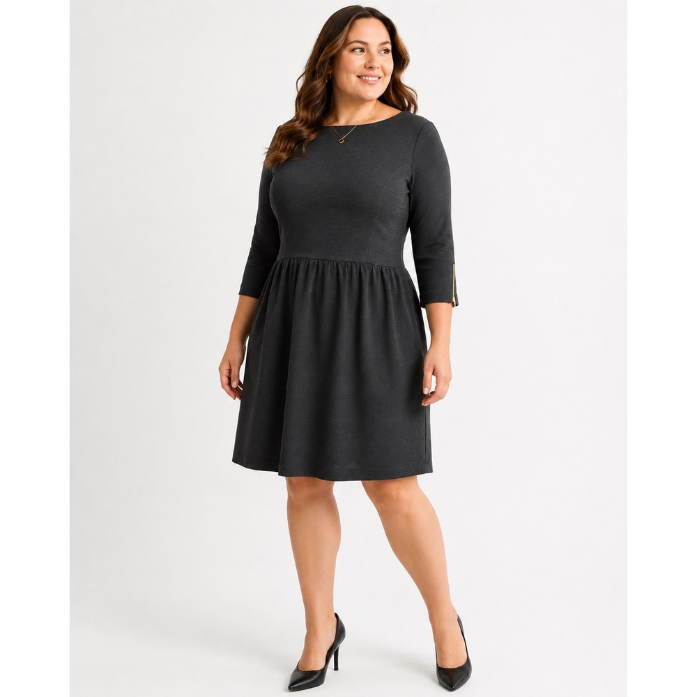 LOFT Black Long Sleeve Dress Size 16 Minimalist Quiet‎ Luxury Career Capsule